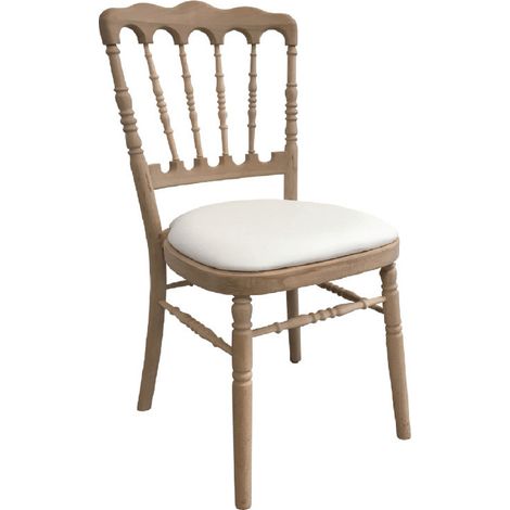 Chaise NAPOLEON bois brut empilable - lot de 6 - Prodirest (1/2)