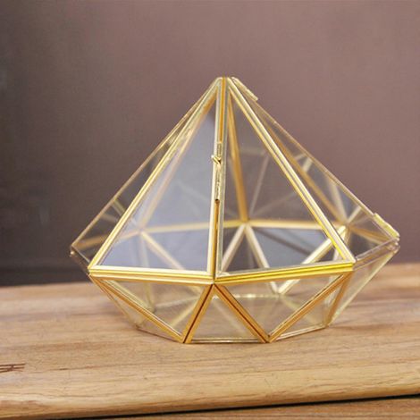 Terrarium géométrique pentagonal en verre transparent, pot de fleurs décoratif pour rebord de fenêtre (1/4)