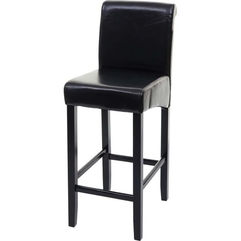 Barhocker HHG-525, Barstuhl Tresenhocker, Holz MVG-zertifiziert schwarz, dunkle Beine, Leder