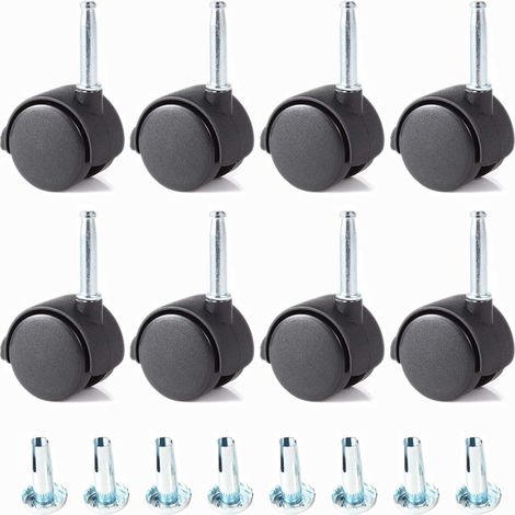 8 Pcs Roulettes pivotantes à tige 40 mm, roulette double avec frein, roulettes en nylon pour armoires en bois et petites chariot, capacité de charge 15 kg par roulette (1/5)