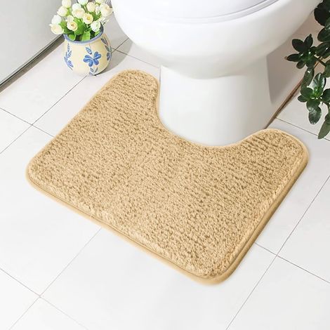 Non-Slip U-Shaped Toilet Mat, 19.7 x 40 cm, Camel (1/5)