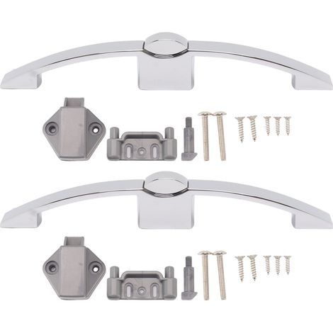 2 jeux de loquets à boutons poussoirs pour armoire, serrure à bouton de placard avec poignée pour camping-car, bateau, espacement des trous de 160 mm (chrome) (1/5)
