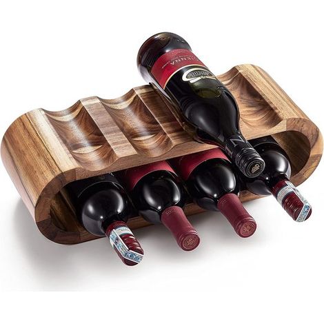 Botellero de madera independiente para 8 botellas - Organizador de vino que ahorra espacio para la decoración del hogar (1/5)