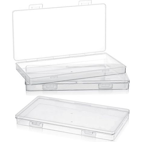 Lot de 12 mini boîtes de rangement transparentes en plastique, petites boîtes de rangement rectangulaires vides avec couvercles à charnières (1/5)