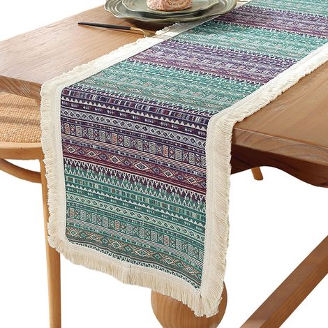 Chemise De Table - En Coton Et Lin Épais - Style Chinois - Pour Table À Manger Bureau Café - Anti-dérapant Imperméable - 30 X 180 Cm - 1 Pièce (1/5)