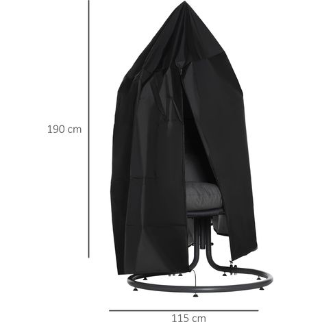 Housse de protection imperméable et coupe-vent pour fauteuil suspendu, avec fermeture éclair, en Oxford 210D, idéale pour les paniers suspendus, les balancelles et les fauteuils suspendus. Dimensions  (1/5)