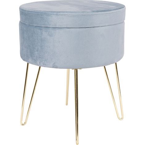 Pouf Decorativo Imbottito in Velluto Lida Grigio 37,5 x 45 cm (1/3)