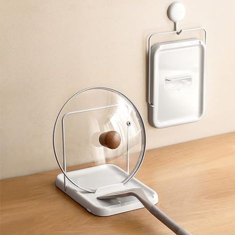 Range Couvercle Pliable, Durable Support Couvercle Casserole Convient aux Couvercles de 16 à 34 cm,Facile à Nettoyer Repose Cuille (1/4)