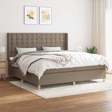 vidaXL Sommier à lattes de lit avec matelas Taupe 200x200 cm Tissu (1/5)