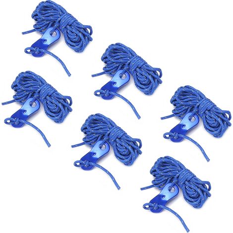 Lot de 6 cordes réfléchissantes en paracorde de 4 m (13 pieds) et 3 mm de diamètre, idéales pour les tentes de camping et les activités de plein air.