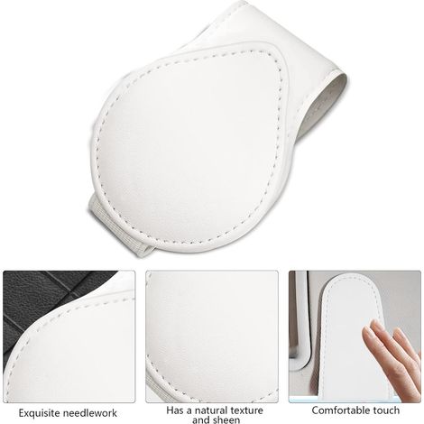 Porte-lunettes de soleil universel en cuir pour voiture, accessoire pour pare-soleil (blanc) (1/3)
