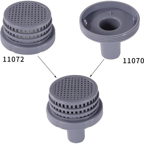 Ersatz-Poolablaufventilanschluss 11070/11072, kompatibel mit Intex 25022E, Ersatz-Pooldüsenanschluss (grau) (1/2)