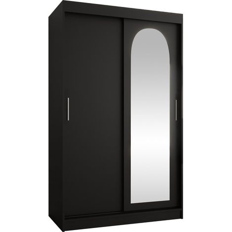 Armario Hartford 504, Negro, 200x120x62cm, Puertas de armario: Correderas, Número de estantes: 3