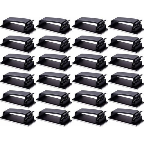 Cache Cable,24 PCS Cable Management Autoadhésif 3M Organisateur de Câbles Attache Cable pour TV Mural PC Bureau à Domicile Noir
