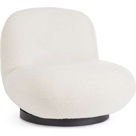 Poltrona Girevole Bouclé Bianco Moderna da Interni - DANIEL (1/5)