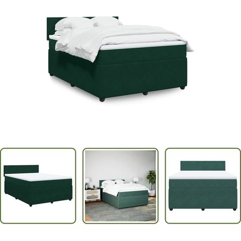 Matratze - Boxspringbett mit Matratze Dunkelgrün 160x200 cm Samt (1/5)