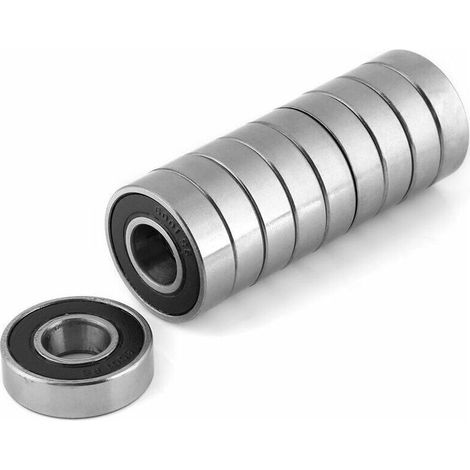 Lot de 10 roulements à billes multi-usages avec joint en caoutchouc, à rainure profonde 6001-2RS (12 x 28 x 8 mm) (1/4)