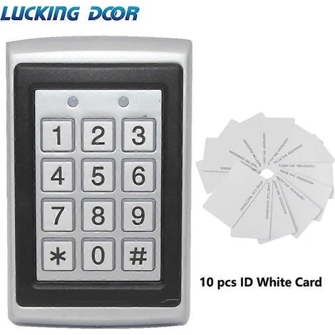 Clavier de contrôle d'accès RFID métallique avec lecteur de cartes EM ID, 2000 utilisateurs, 125 kHz, ouvre-porte, porte-clés Wiegand, 26 sorties CA et 10 cartes. (1/5)