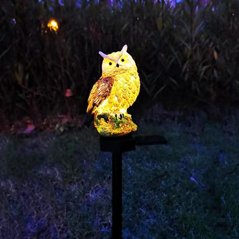 Lampes solaires LED hibou étanches décoratives de jardin avec piquet pour allée, terrasse et pelouse extérieures (1/4)