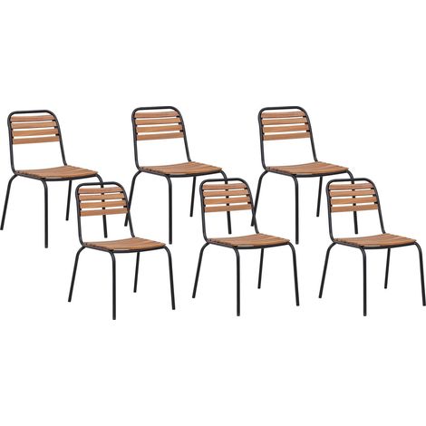 Set di 6 sedie da giardino in legno di acacia rustico Vallese