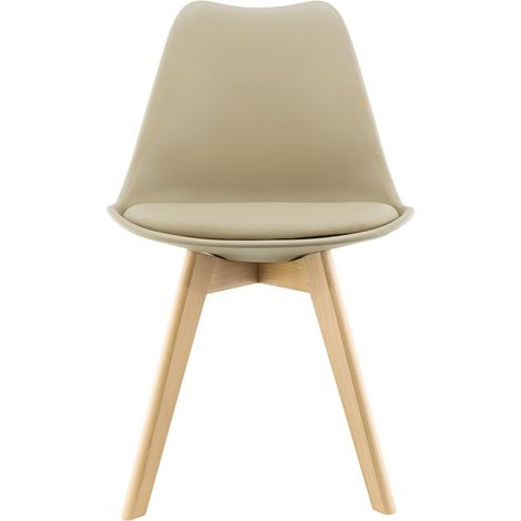 Chaise de salle à manger TULIP pieds en bois et assise souple 48x50x82H  Couleur: Moutarde