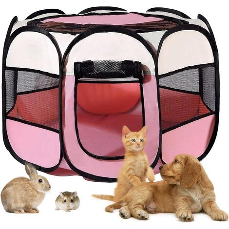 Foldable Enclosure 74x74x43cm Pop-Up Breathable Mesh For Dogs, Cats, and Rabbits (Indoor/Outdoor) (1/5)