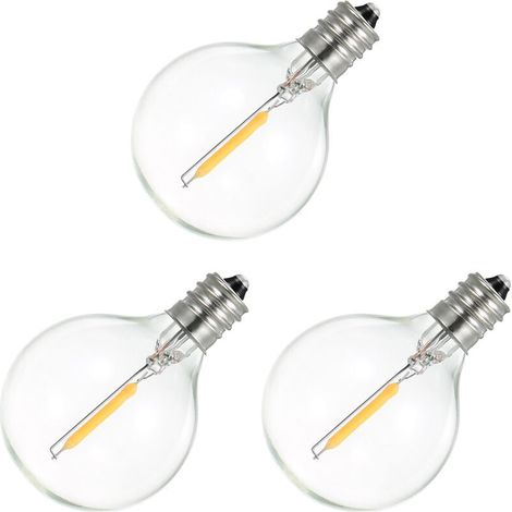 Ampoule G40 - Culot E12 - 1 W - Tension AC 220-230 V - Blanc Chaud - Pour Guirlandes Décoratives - Lot De 3