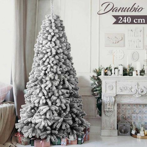 Albero Di Natale Innevato Danubio 240cm 1808 Rami Super Folto Effetto Neve Reale (1/5)