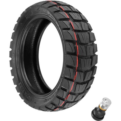 Pneu HOTA 80/55-6.5 tubeless 10 pouces pour trottinette électrique avec pneu tout-terrain antidérapant et valve droite.