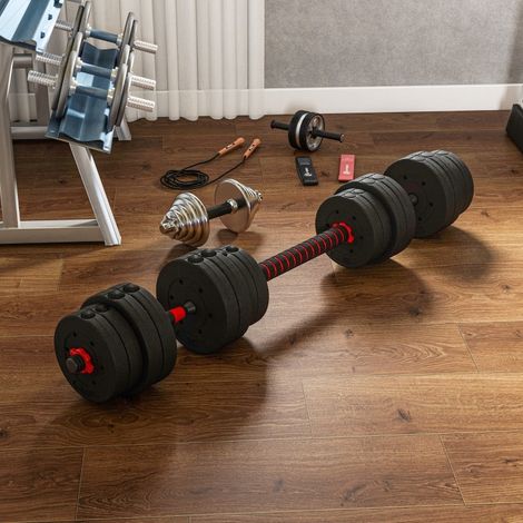 Mancuernas ajustables 2 en 1 de 30 kg, convertibles en barra de musculación, negro DESVIAE (1/5)