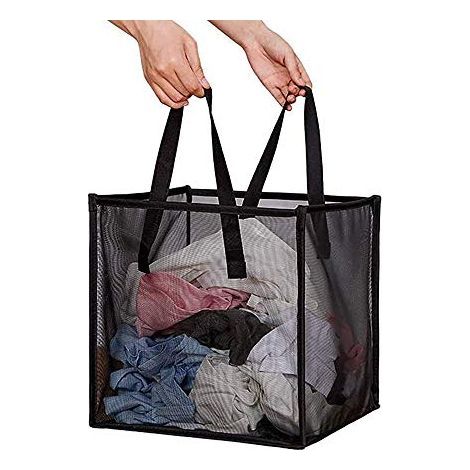 Cesto de ropa plegable – Cesto de ropa plegable con asa para un fácil almacenamiento – Plegable, adecuado para habitaciones infantiles, residencias universitarias y para viajes (negro). (1/5)