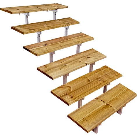 OSLO - Stahltreppe Außen H105cm 6 Treppenstufen Holz KDI Breite 60cm