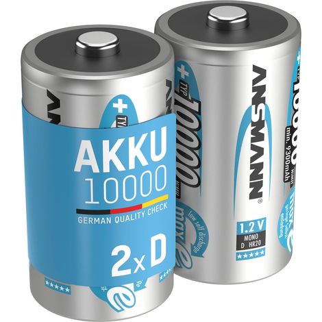 2 piles rechargeables Ansmann D LR20 1.2V 10000mAh (1/10)