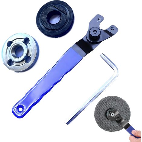 Clé à ergots pour meuleuse d'angle, 8 à 48 mm, réglable, douilles à tenons, clé à tête cylindrique avec clé Allen et 2 brides, clé universelle réglable (1/5)