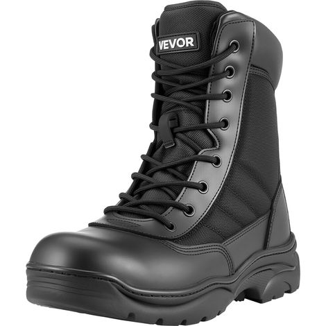 VEVOR Men's Military Tactical Boots, 203 mm Combat Hiking Work Boots, Lightweight & Breathable Side Zipper Mens Motorcycle Interceptor Trooper Boot, for Outdoor Security Mountaineering, UK Size 9