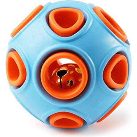 Balle à mâcher en caoutchouc pour chiens de taille moyenne à grande, avec clochette intégrée : jouet interactif à mâcher. (1/5)