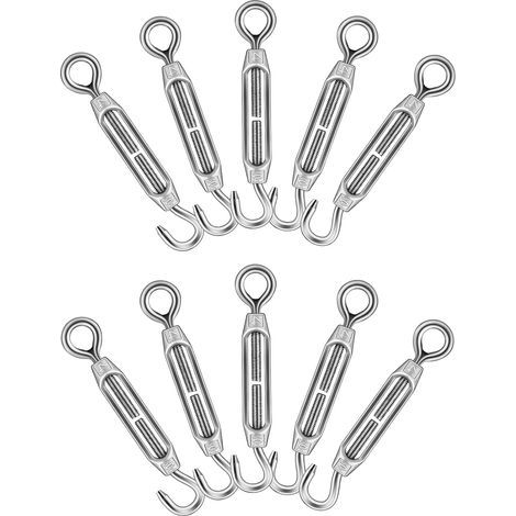 10 - Tendeur De Câble - Acier Inoxydable - Réglable Pour Clôture Et Jardin - Résistant À La Corrosion - Intérieur Et Extérieur - Argenté - M4 (1/5)