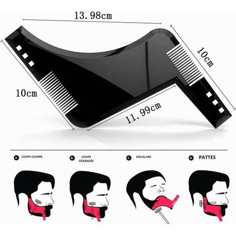 Peigne et Pochoir de Sculpture pour Barbe - 1 Pièce - Plastique Robuste Anti-statique - Guide Précis pour Contour MIROIR ELECTRIQUE (1/5)