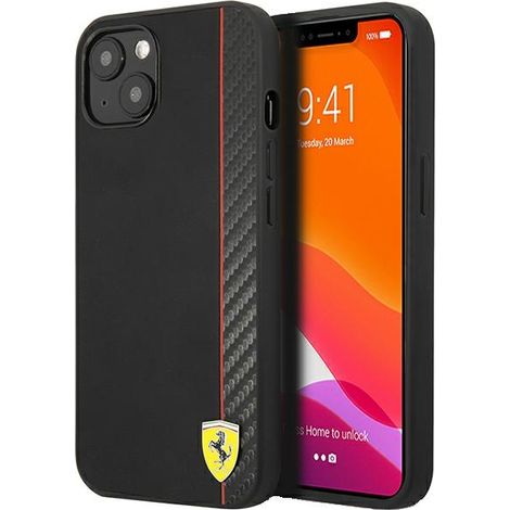 Ferrari FESAXHCP13SBK iPhone 13 mini 5.4 schwarz/schwarzes Hardcase On Track Carbon Stripe (1/5)