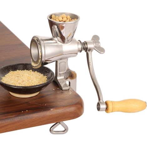 Blé manuel tenu dans la main farine soja moulin rotatif maison cuisine moulin à grains acier inoxydable nourriture café céréales (1/4)