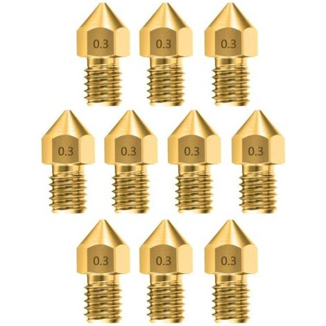 10pcs 0.3mm extrudeuse tête d'impression de buse d'imprimante 3D pour makerbot creality Cr - 10 Ender 3 et Ender 5 (1/5)
