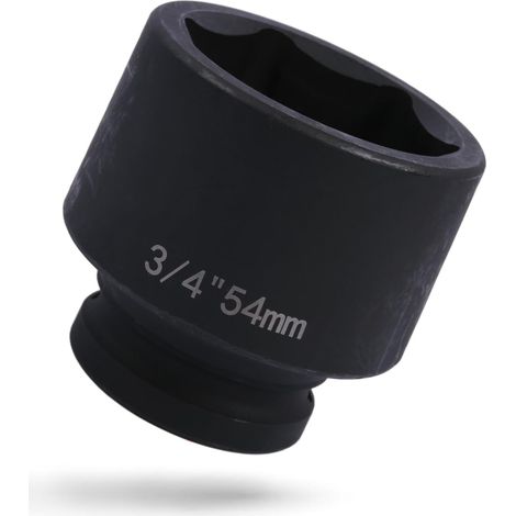 Douille puissante 3/4" 54 mm, 6 pans en acier Cr-V, pour visseuse à percussion, qualité industrielle (1/5)