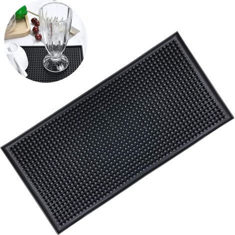 Tappetino da bar antiscivolo in PVC, nero, impermeabile, in silicone, spesso e resistente, per banconi di ristoranti (30 x 15 cm), (Lushyp077) (1/3)