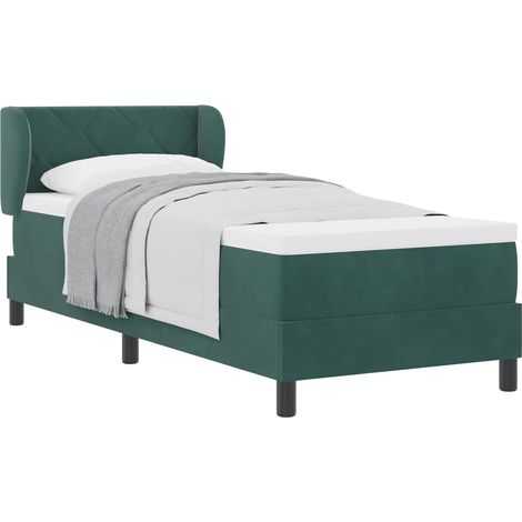 Maison Exclusive - Lit à ressorts avec tête de lit Vert foncé 80 x 200 cm Velours (1/5)