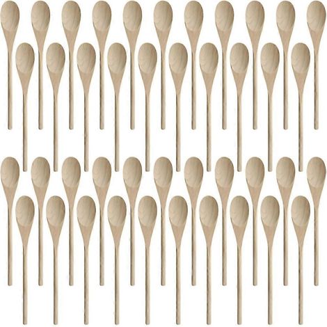 Set mit 50 Holzlöffeln für Bastelarbeiten - Ovale Küchenlöffel mit langen Griffen (30 cm) (1/5)