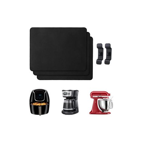 Tapis Antidérapant de Cuisine, Tapis pour Friteuse à Air et Plan de Travail, Protection Thermique, 1 Grand Format + 2 Pinces, 440 x 350 x 3 mm (1/5)