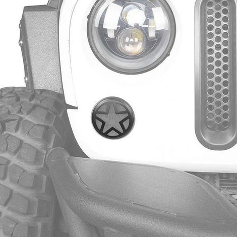 Two colors: Black Material: Aluminum alloy Suitable for Wrangler front turn signal cover (five-pointed star design). (1/4)