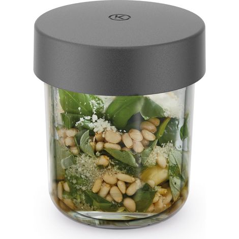 Mini hachoir et moulin KAG30.000GY, accessoires en verre, hachoir et moulin pour robot de cuisine, 2 récipients en verre, lames en acier inoxydable amovibles (1/5)