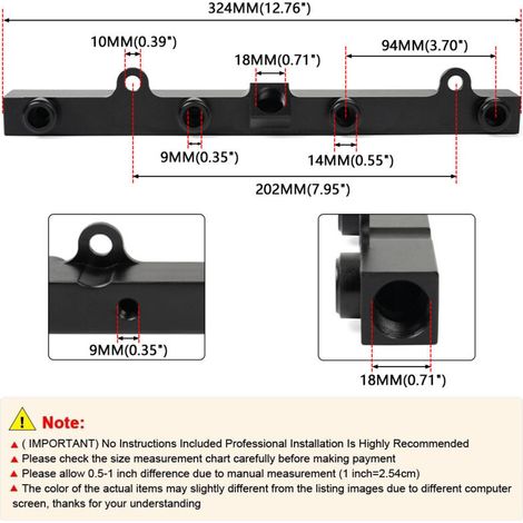 Pièces de modification automobile : rampe d'injection haute performance pour moteurs Honda série K avec jauge à carburant, compatible avec les modèles Honda Civic, Acura K20 et K24. Un kit est fourni. (1/4)