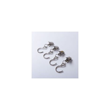 Edelstahl-S-Haken und Gardinenclips, 40 Stück, zum Aufhängen von Lichterketten im Außenbereich (silber) - Crezuo